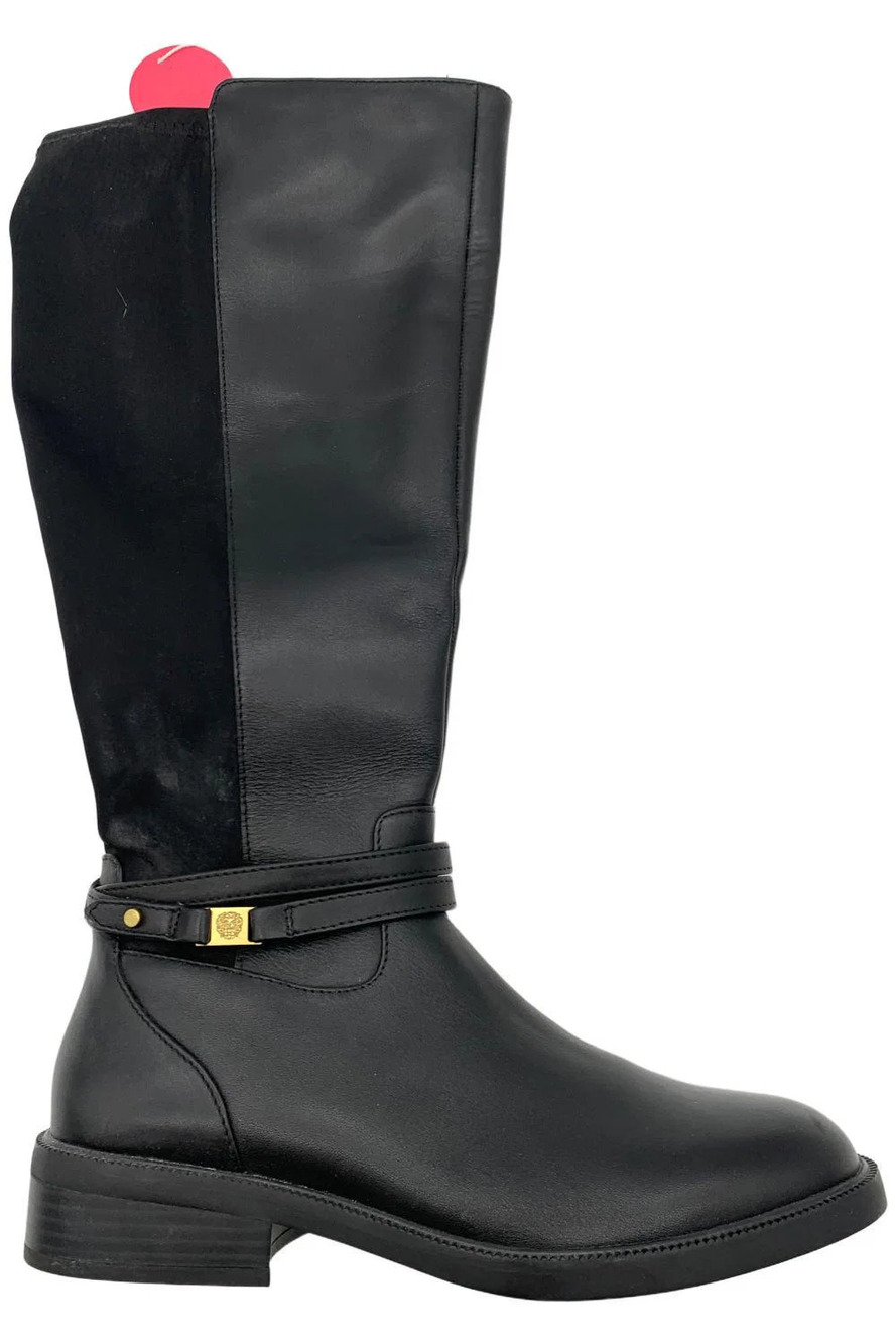 Vince Camuto Women's Amabel WC Leather or Suede Tall Boot Black - Medium